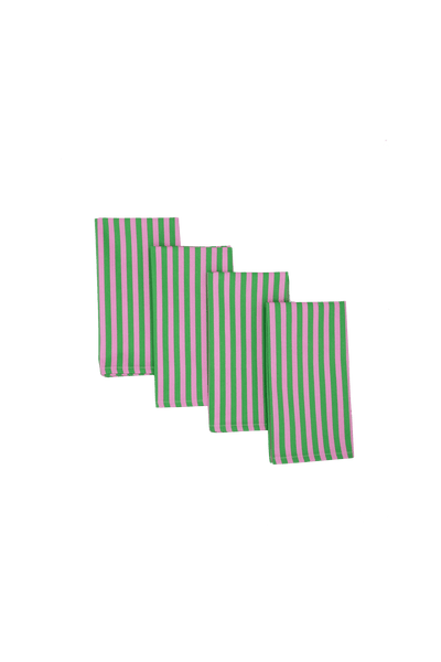 Peppermint and Strawberry Stripe Napkins | Set of 4