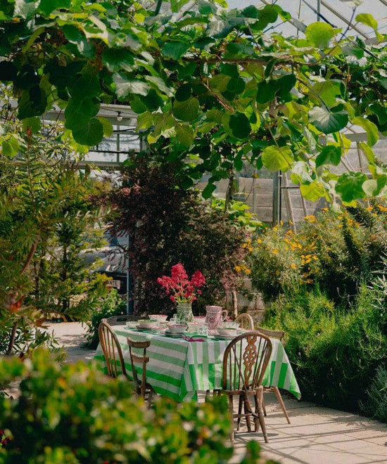 Lush Green Stripe Tablecloth