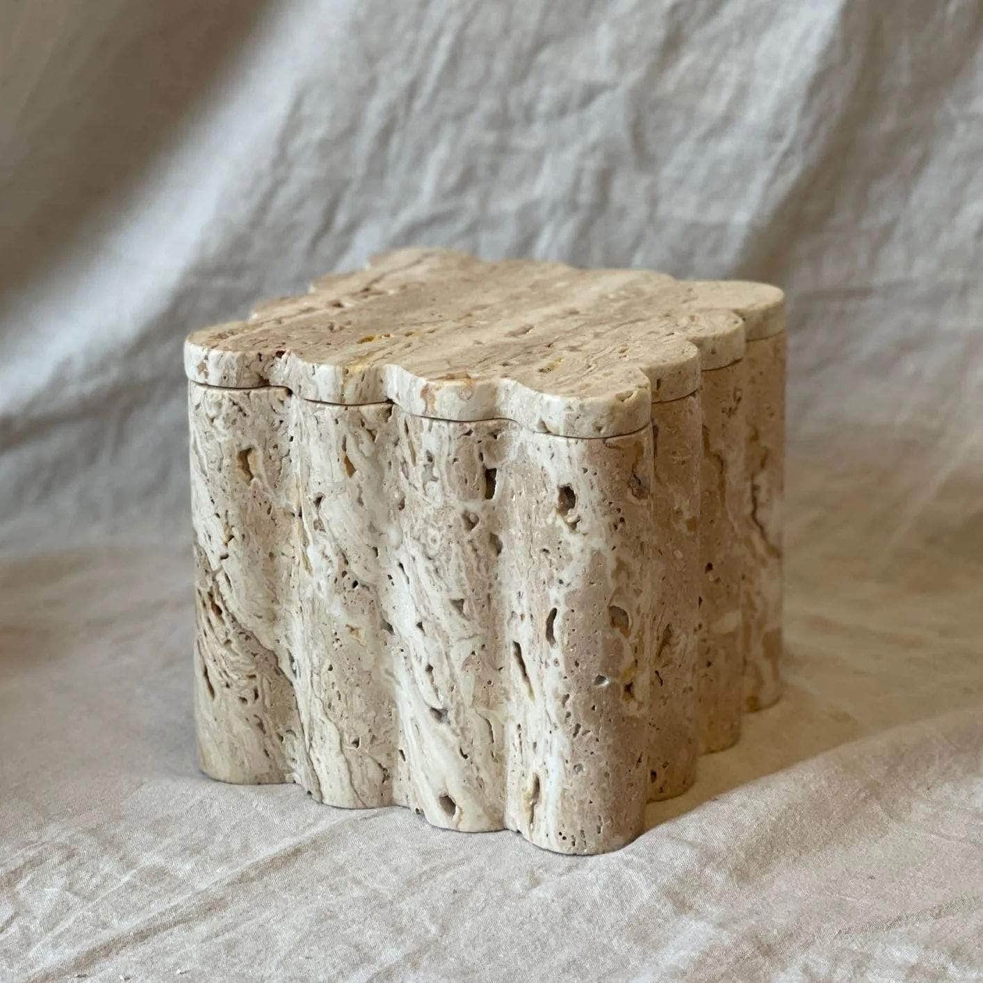 XXL Box Box: Lidded Box in Whipped Travertine