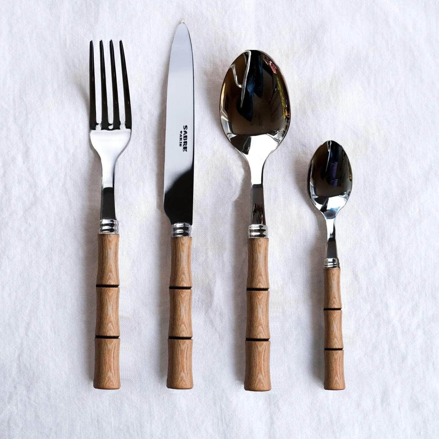 Bamboo 4 pc Cutlery Set | Light Laminated Wood