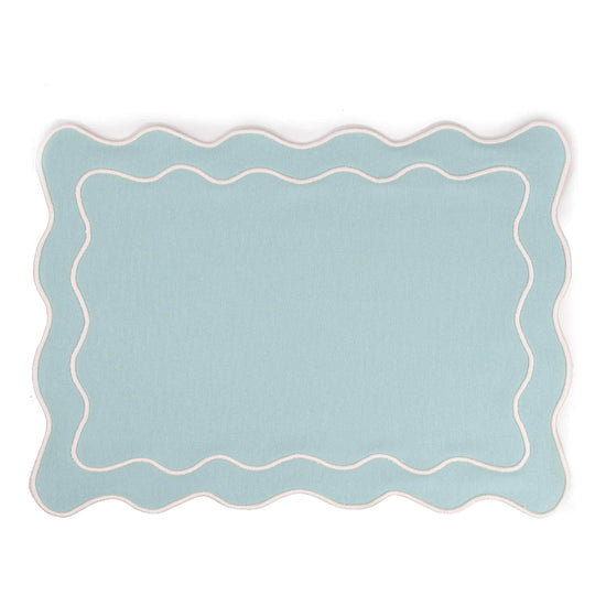 Load image into Gallery viewer, Embroidered Wave Placemat Green
