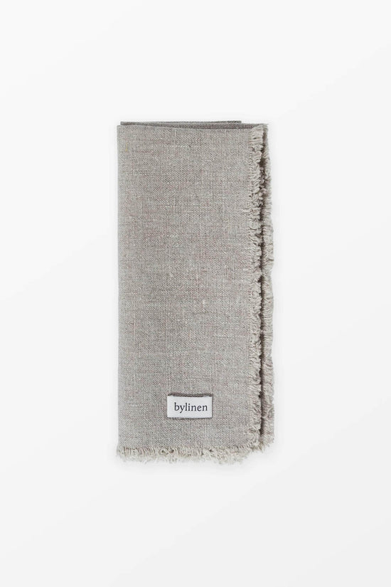 Grey Fringed Linen Napkin