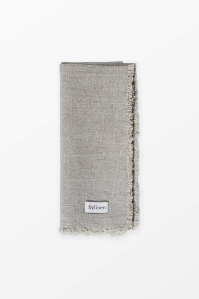 Grey Fringed Linen Napkin