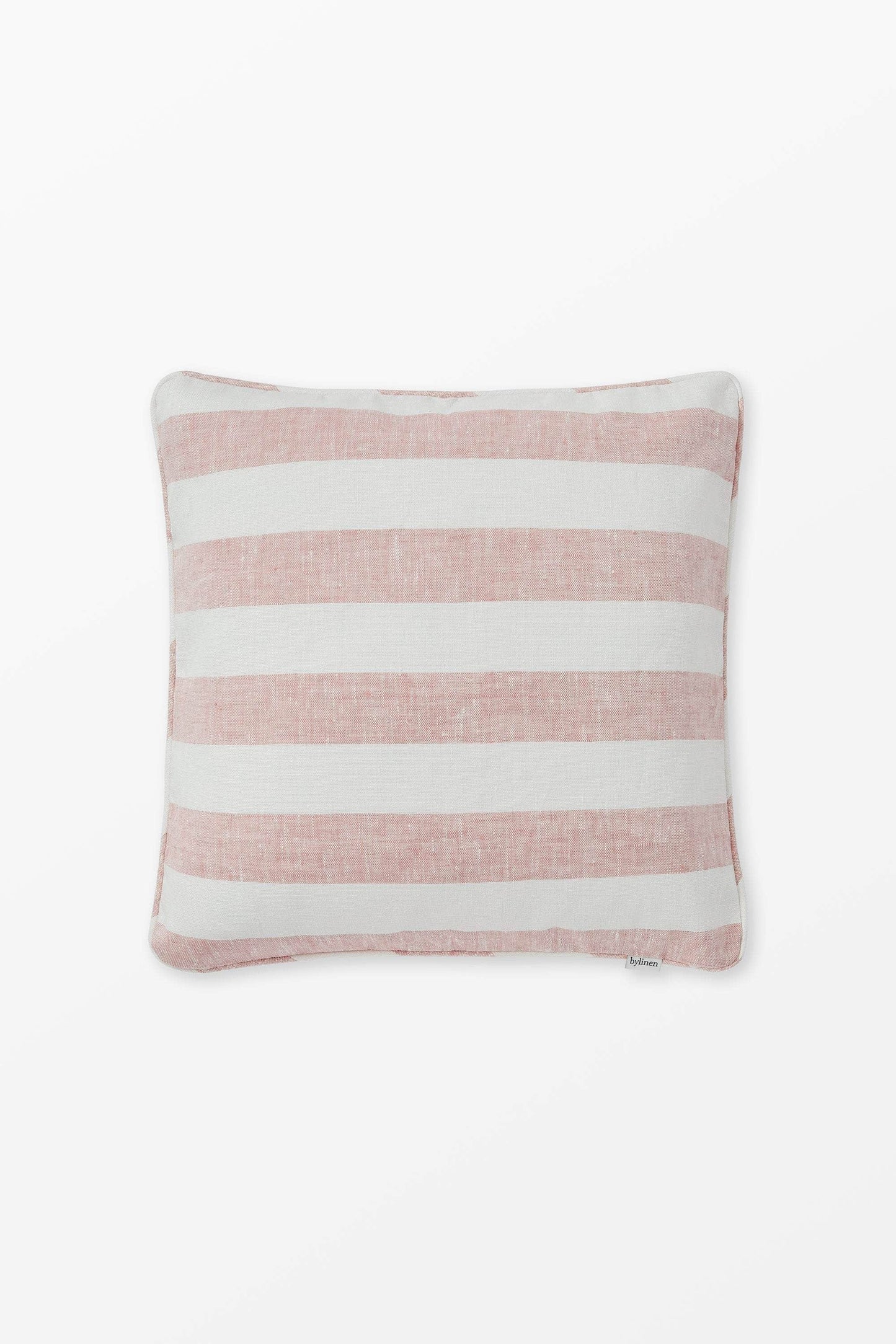 Pink + White Striped Linen Cushion