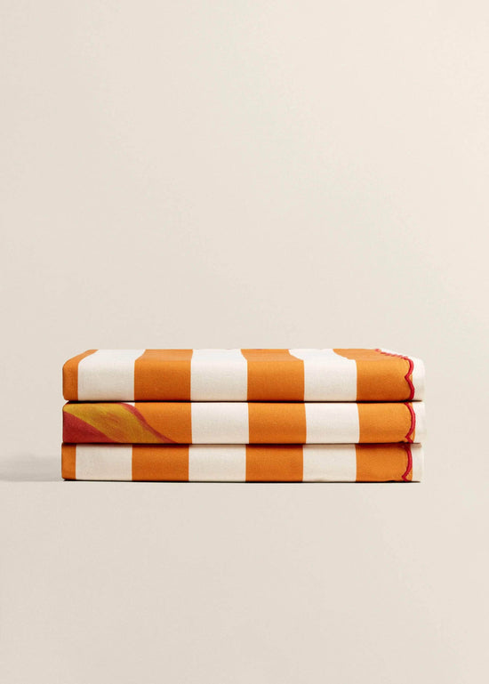 Load image into Gallery viewer, Orange Striped Mushroom Tablecloth
