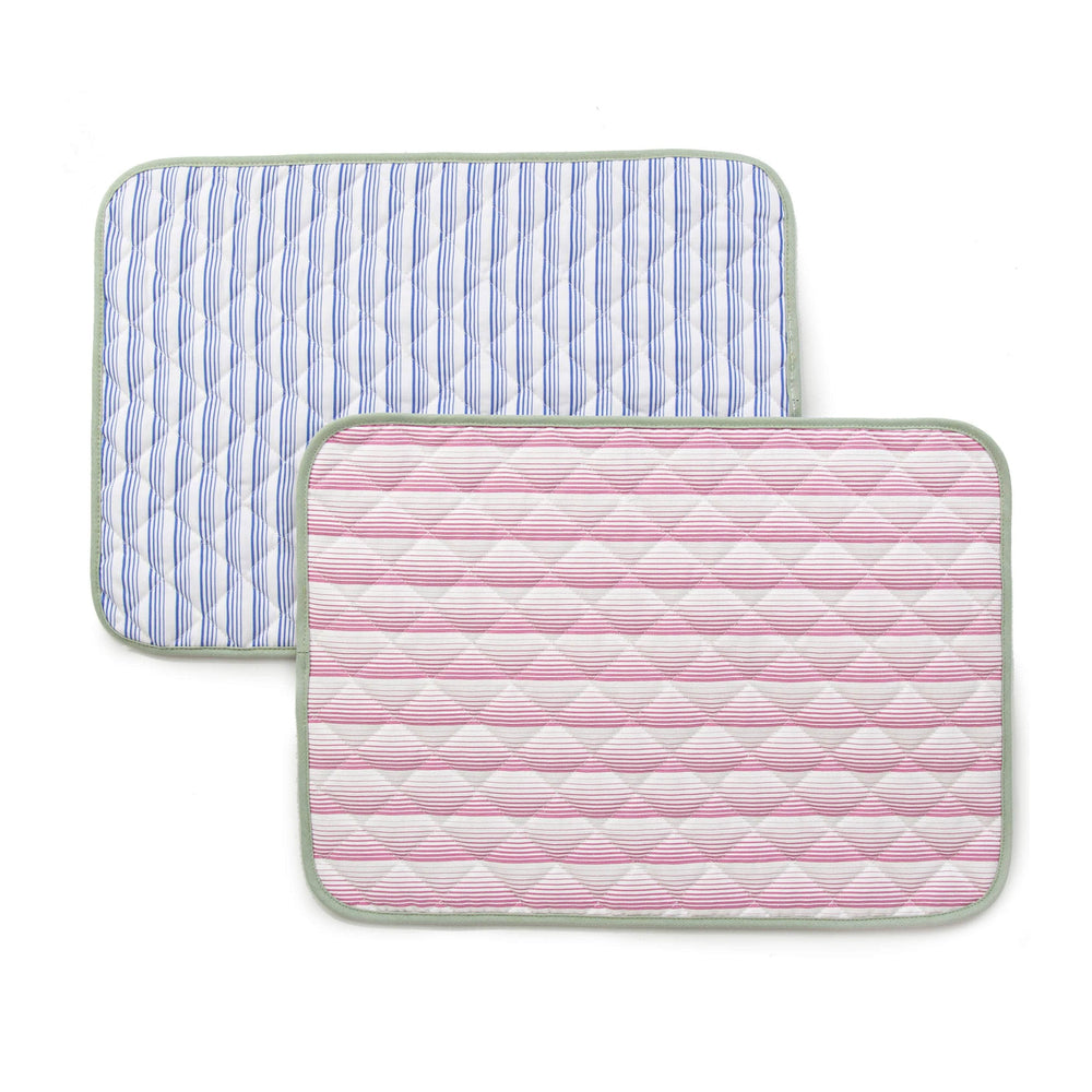 Reversible Quilted Placemat Blue & Pink Stripes