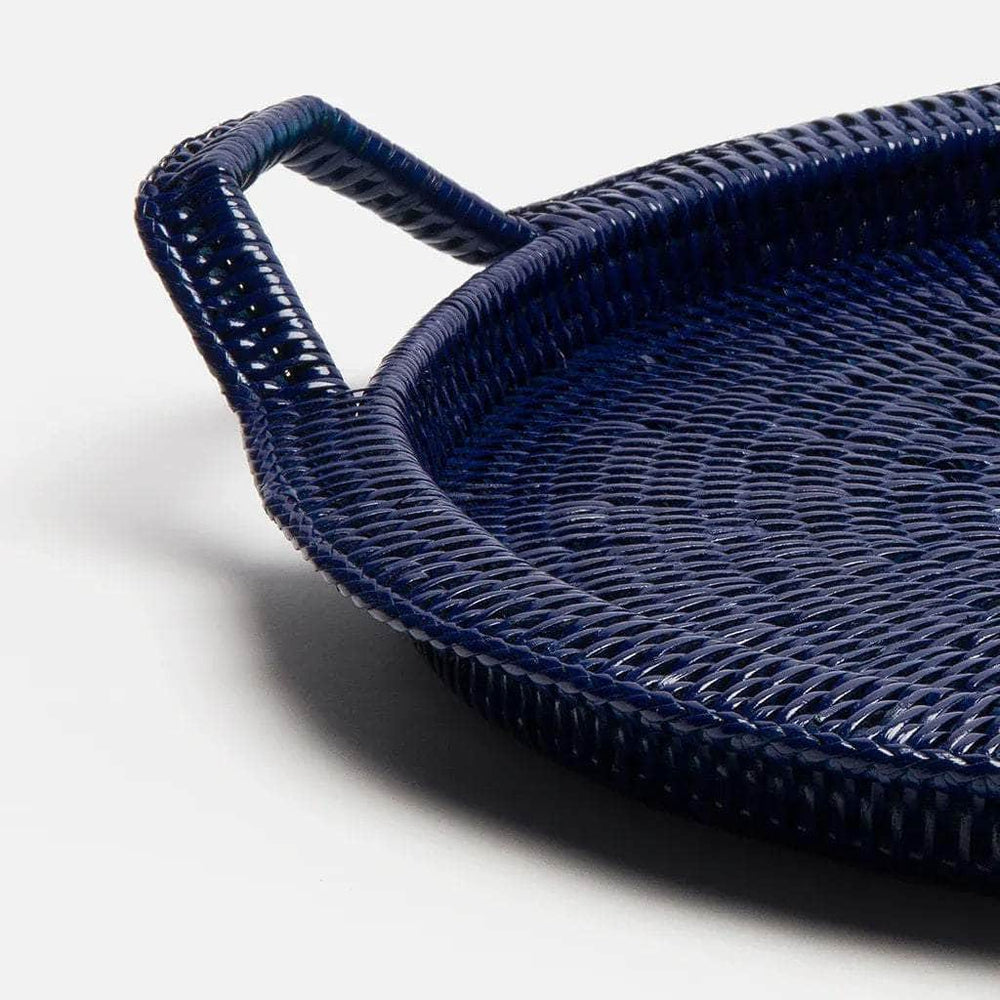 Inle Rattan Tray | Dark Blue