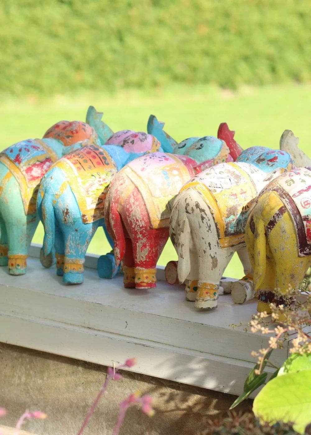 Decorative Wooden Elephant - Red