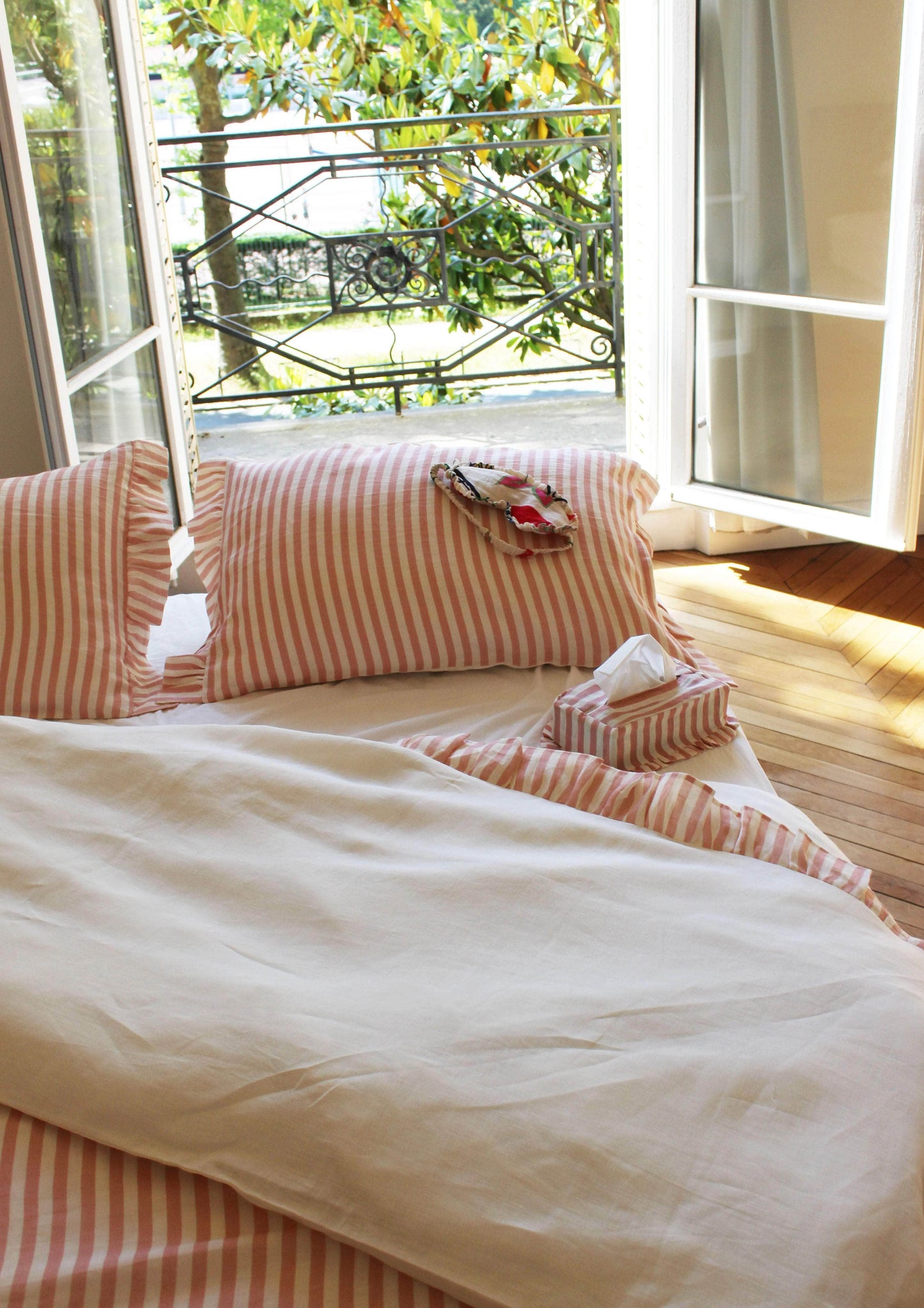 Load image into Gallery viewer, Blush Candy Stripe Set of two Pillow Slips
