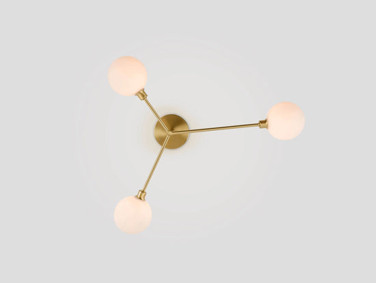 Brass 3 light flush ceiling light