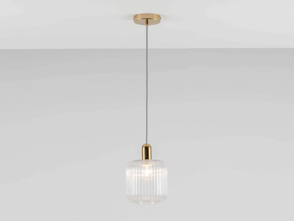 Ribbed Clear Glass Shade Ceiling Light