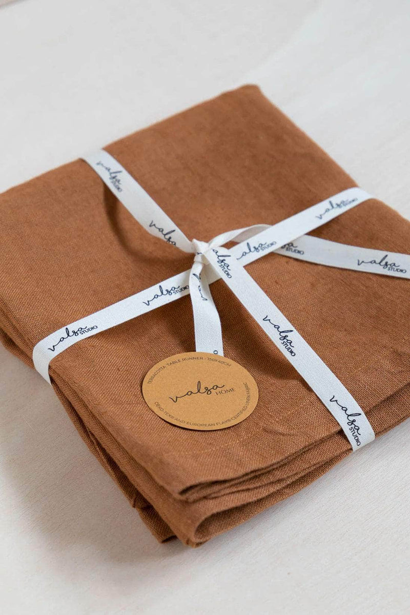 Terracotta Linen Table Runner