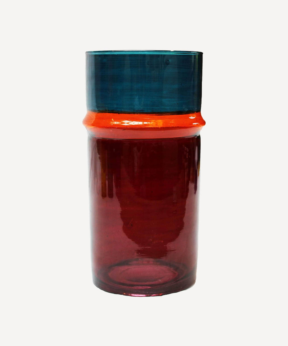 Beldi Large Vase, Teal and Burgundy