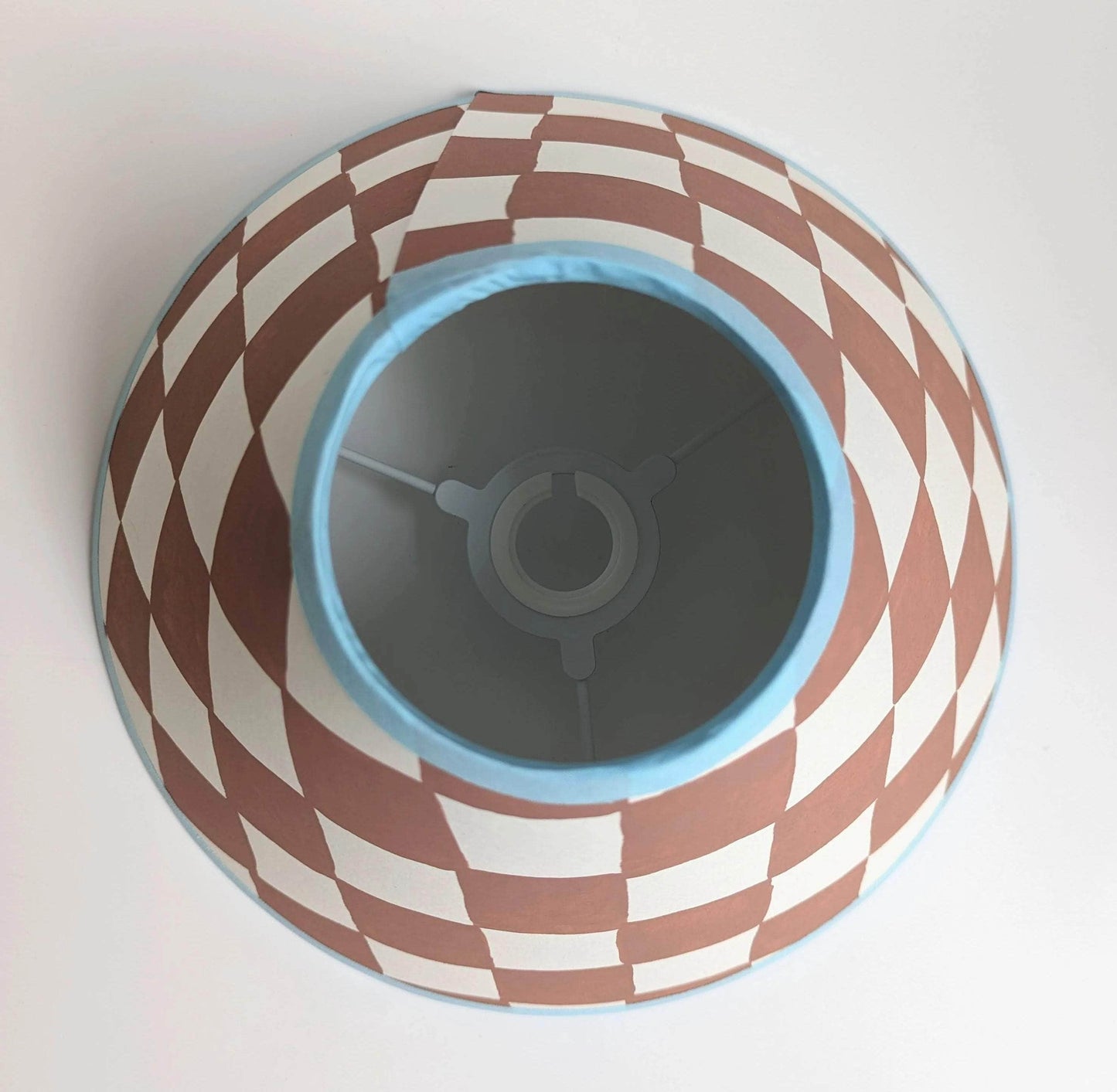 Rust & Blue Checkerboard Hand Painted Lampshade