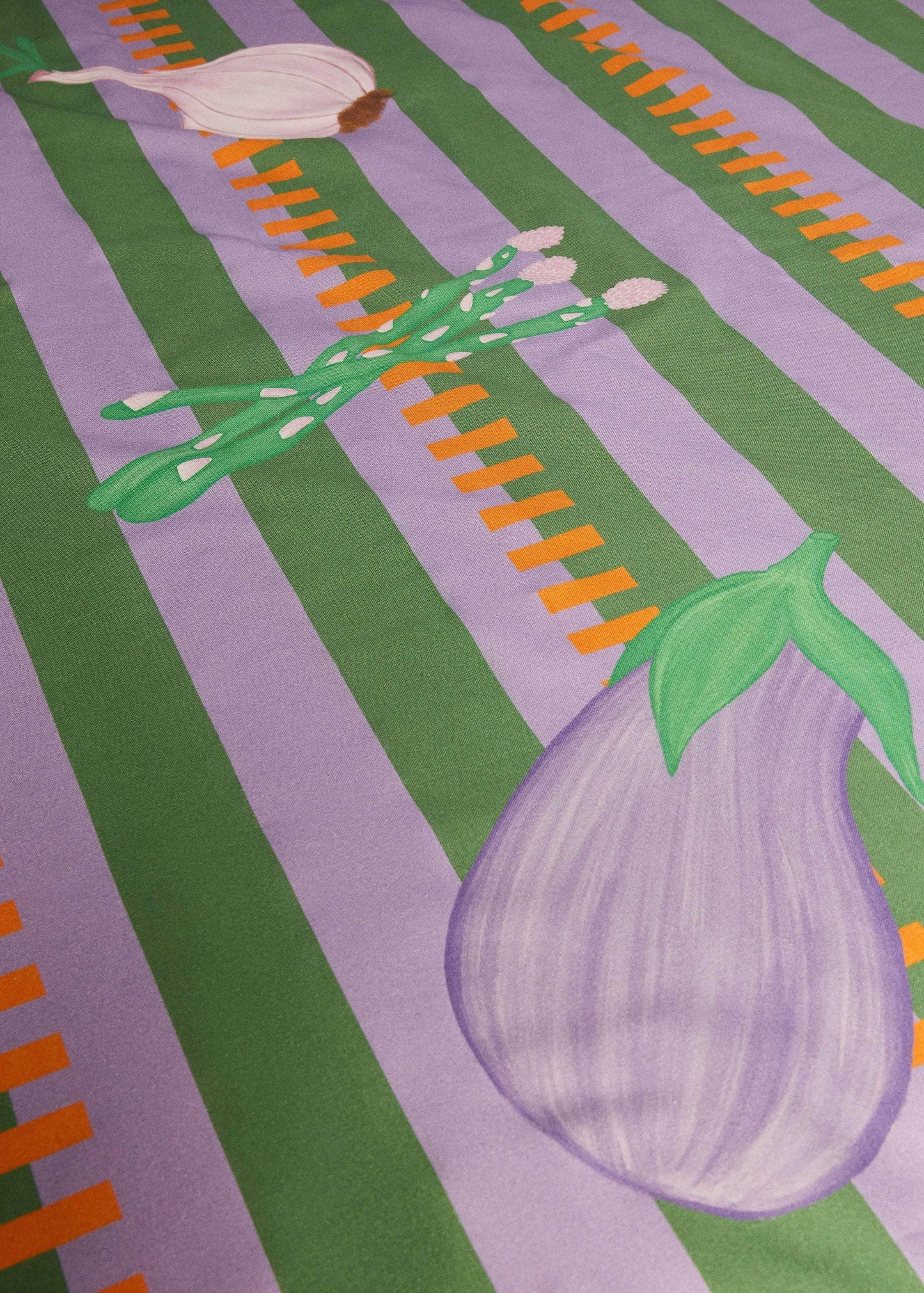 Striped Cotton Veggies Tablecloth
