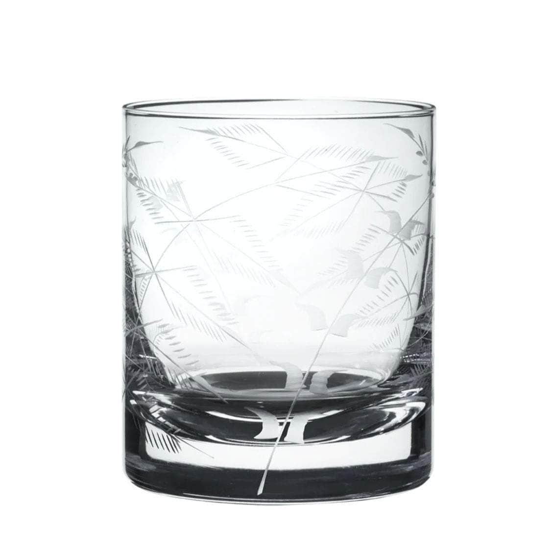 A Pair of Crystal Whisky Glasses with Fern Design