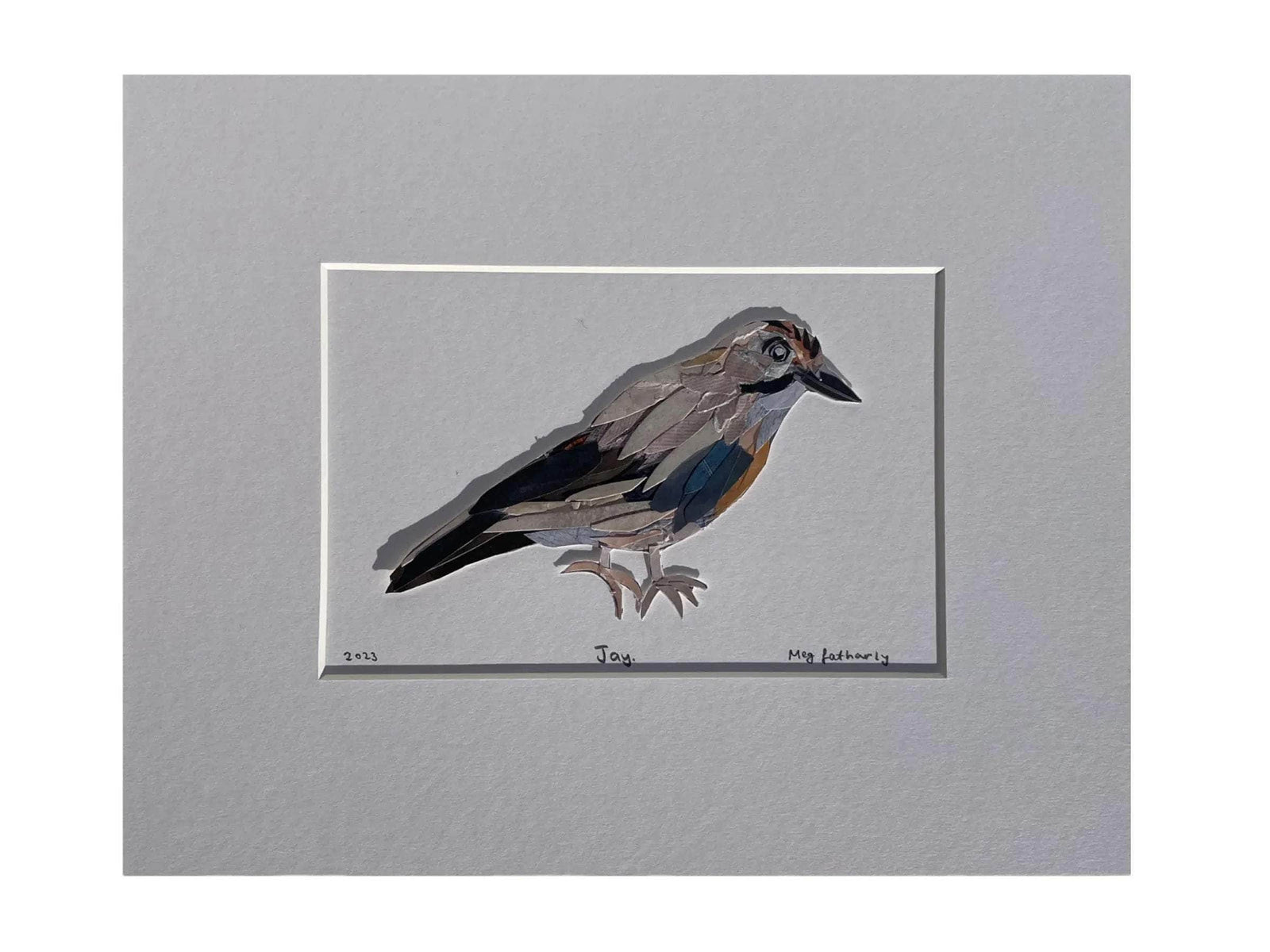 Original Blue Jay Bird Collage Art Piece