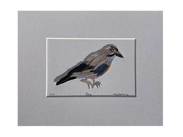 Original Blue Jay Bird Collage Art Piece
