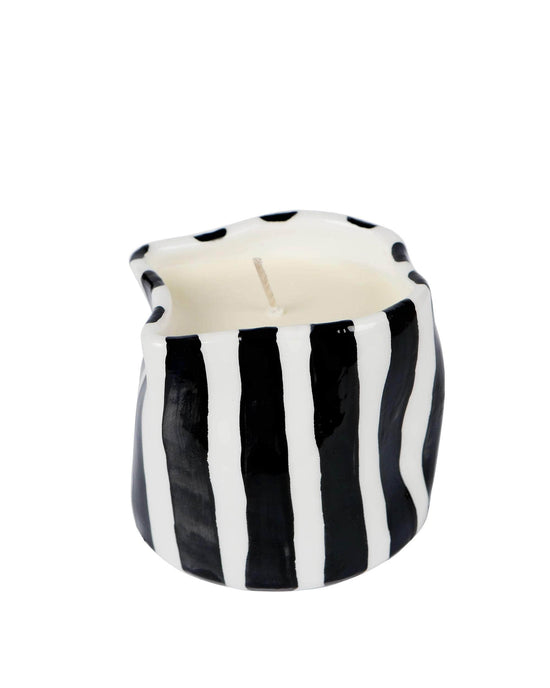 Black and White Striped Candle