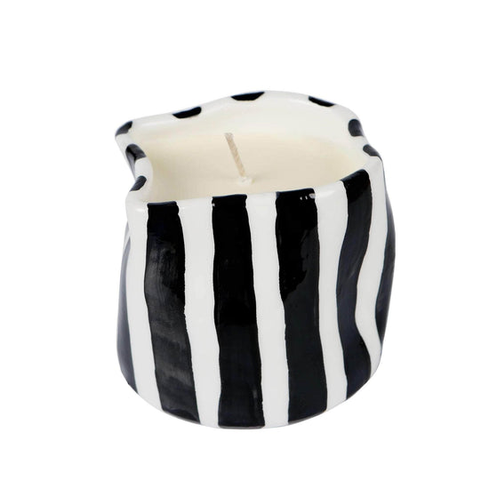 Black and White Striped Candle