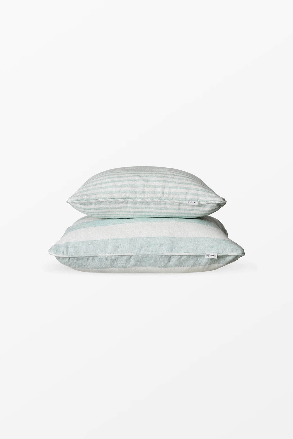 Turquoise + White Striped Linen Cushion