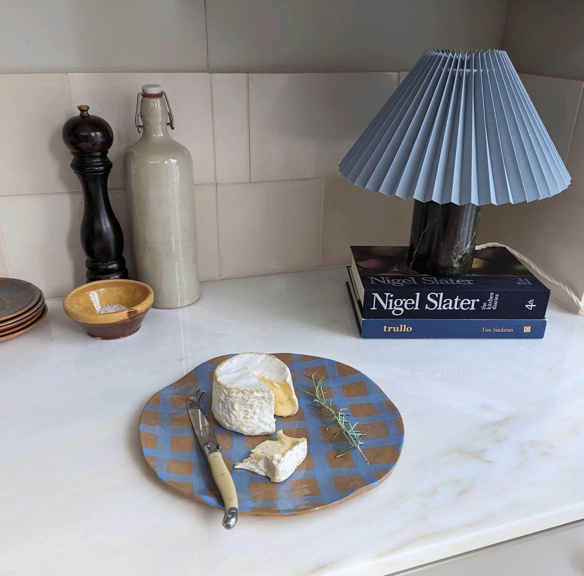 Blue Gingham Serving Platter