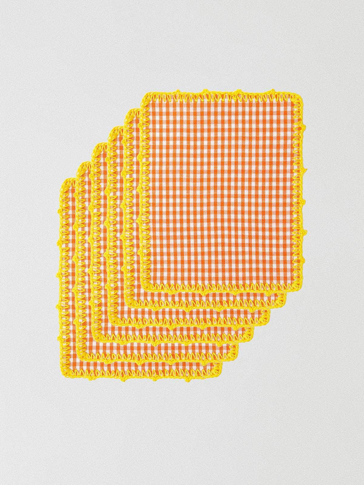Aperitif Orange Gingham Napkin Set 05