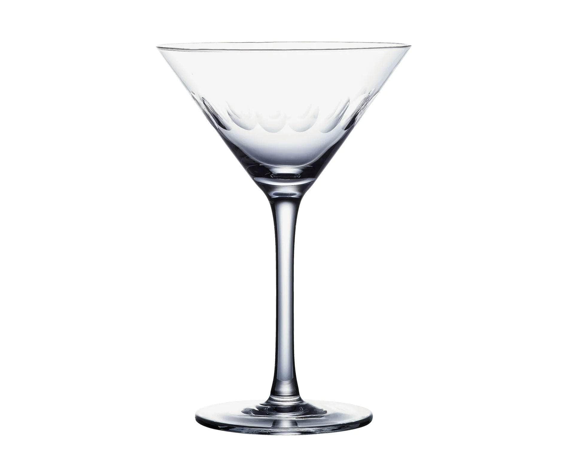 A Pair of Crystal Martini Glasses with Lens Design