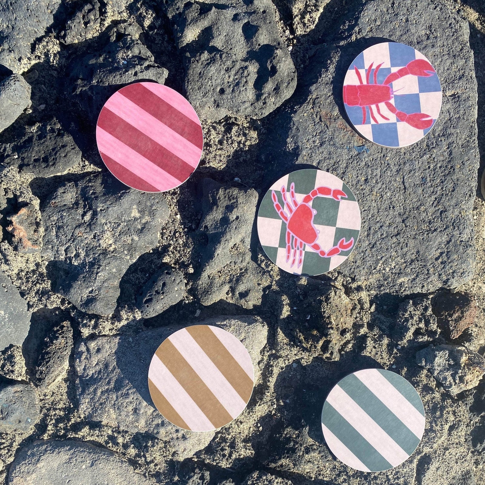 Set of 4 Forest Green  Stripe Coasters