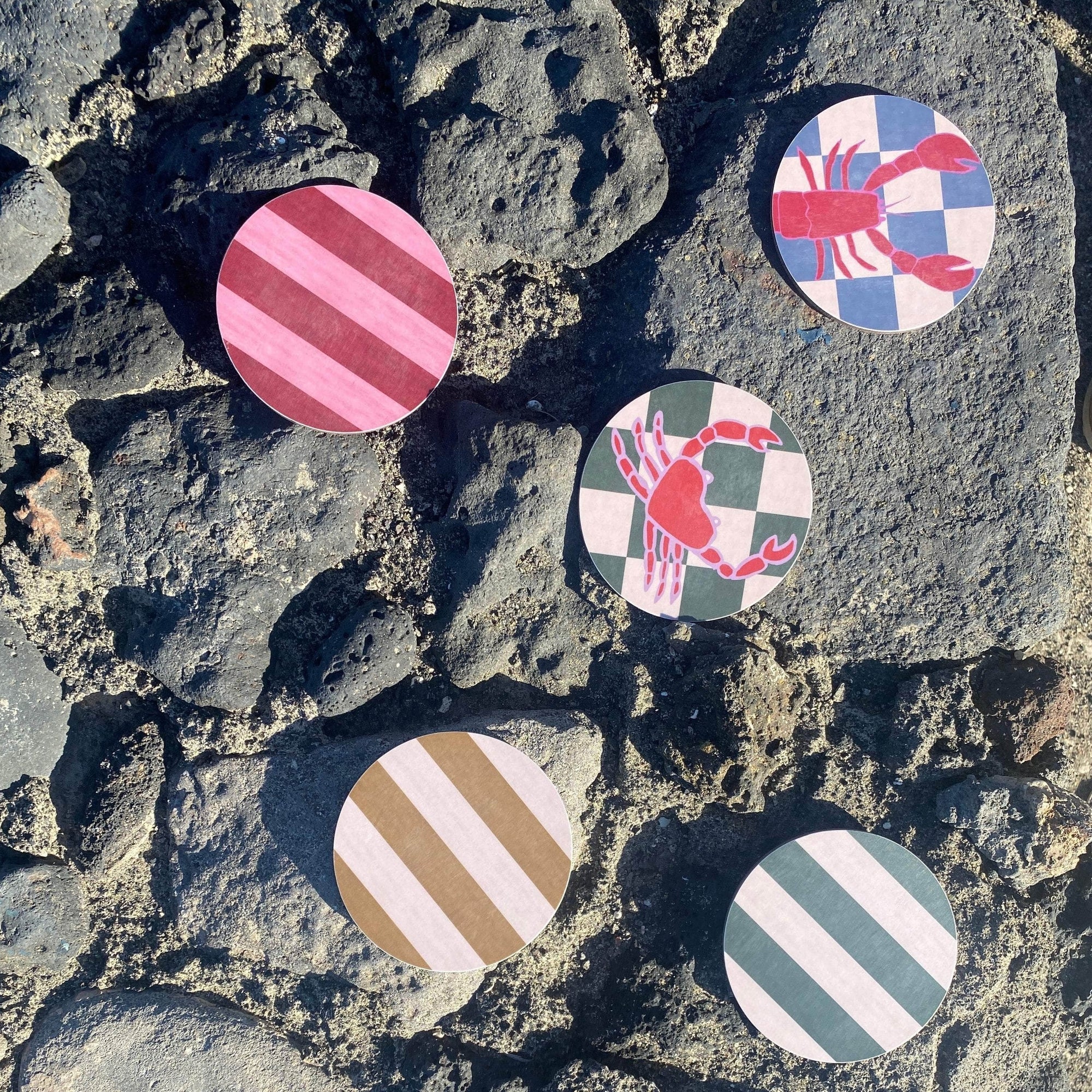 Set of 4 Forest Green  Stripe Coasters