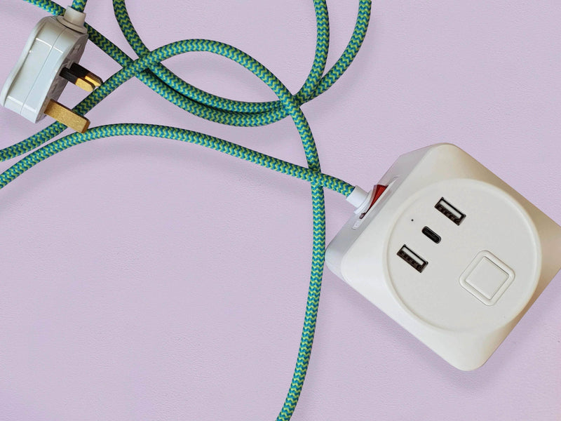 Green fabric extension lead
