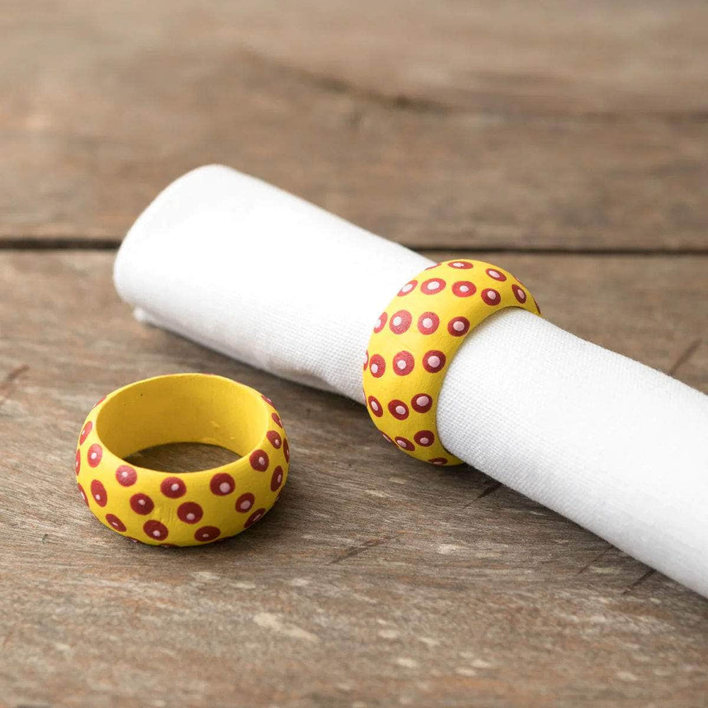 Wooden Dots Napkin Holder - Yellow