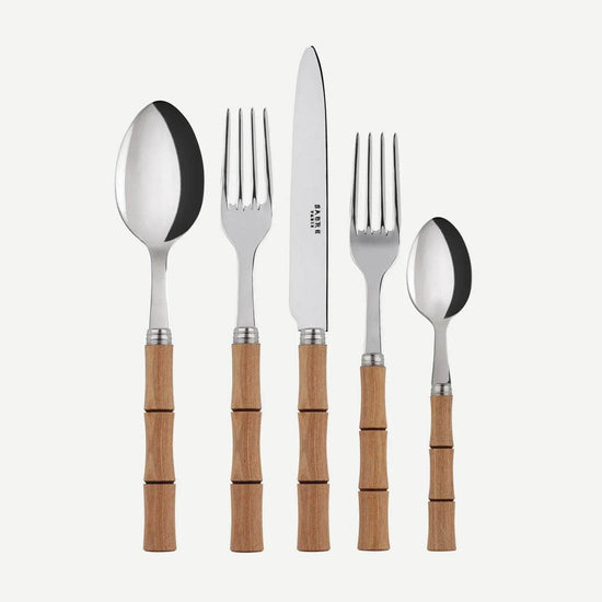 Bamboo 5Pc Cutlery Set | Light Press Wood