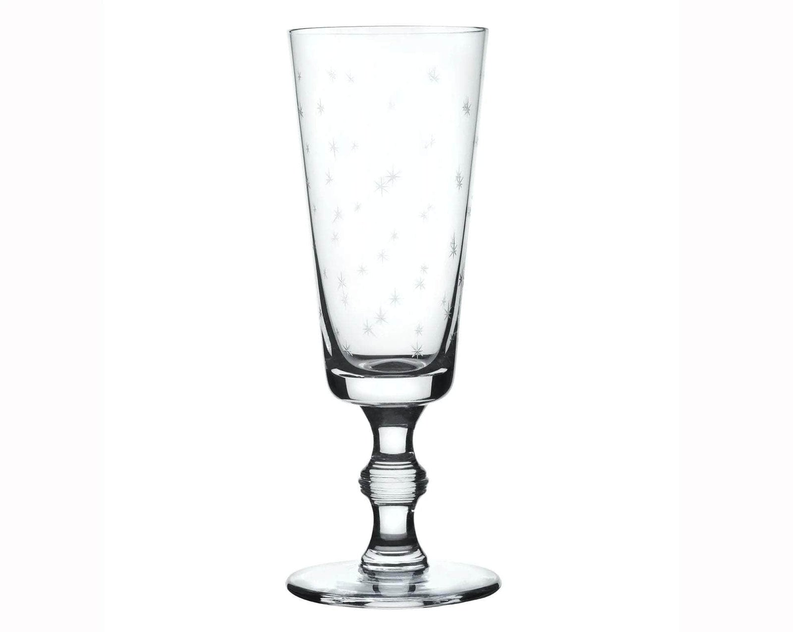 A Set of Four Crystal Champagne Flutes with Stars Design