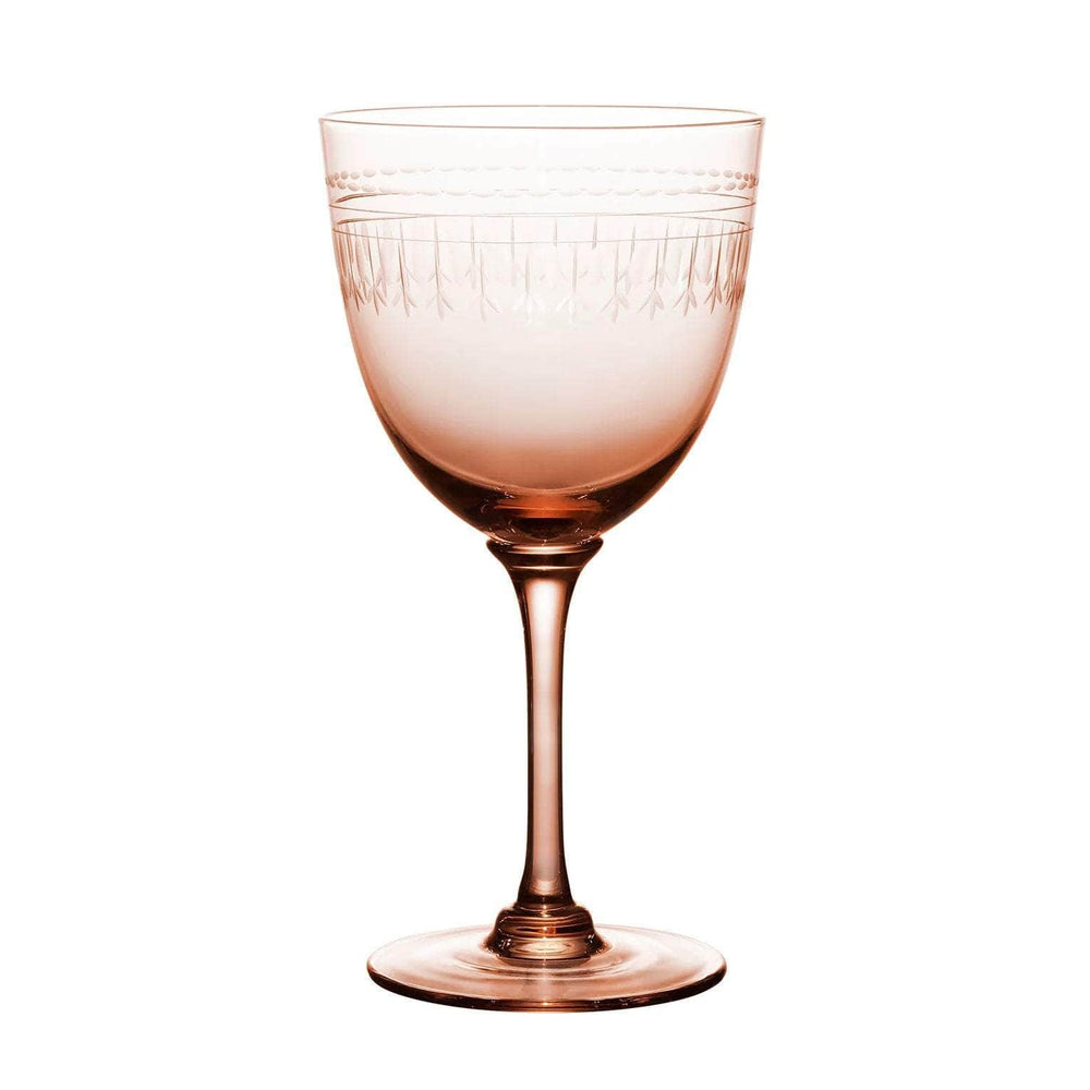 Rose Crystal Wine Glasses with ovals design