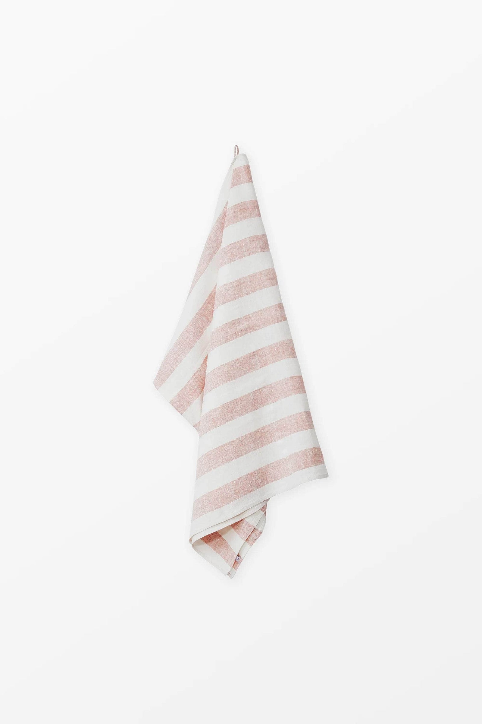 Pink + White Stripe Linen Bath Towel