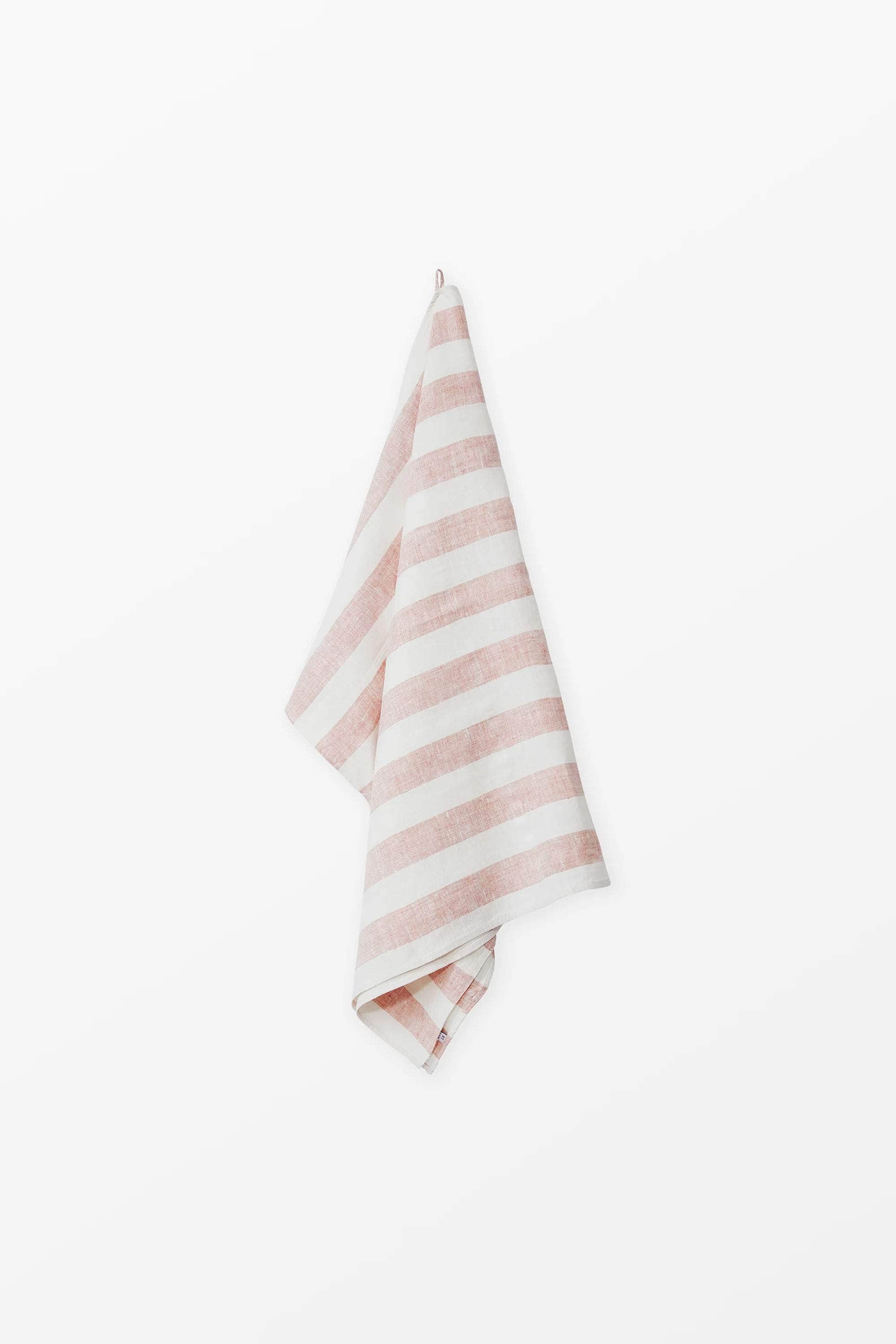 Pink + White Stripe Linen Bath Towel