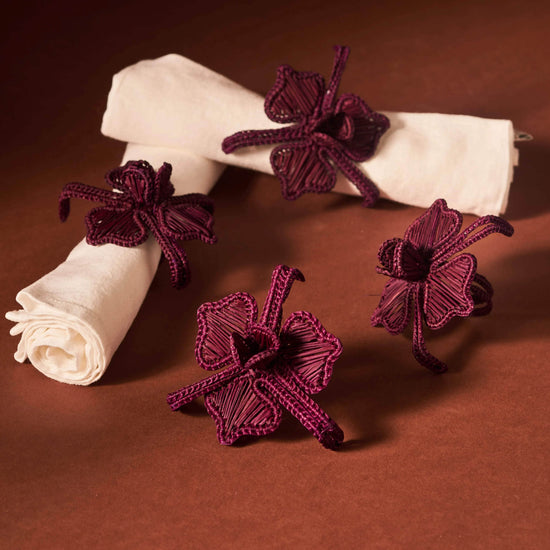 Orchid Woven Napkin Rings (Set of 4) Mulberry