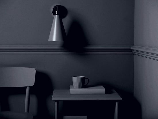 Charcoal grey cone shade wall light