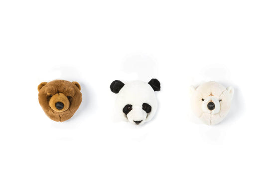 Mini Bear Wall Mounted Plush Heads Set of 3