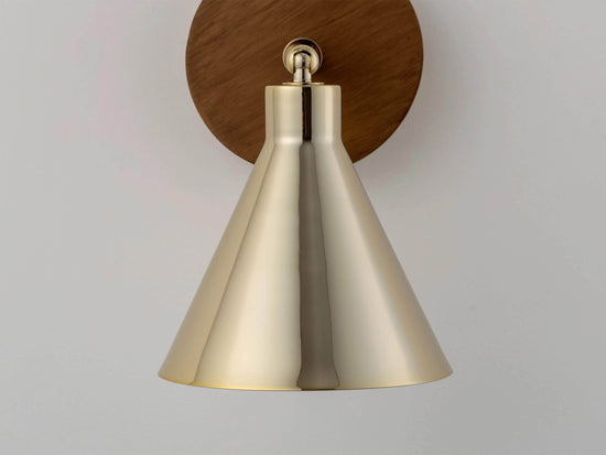 Brass cone wall light