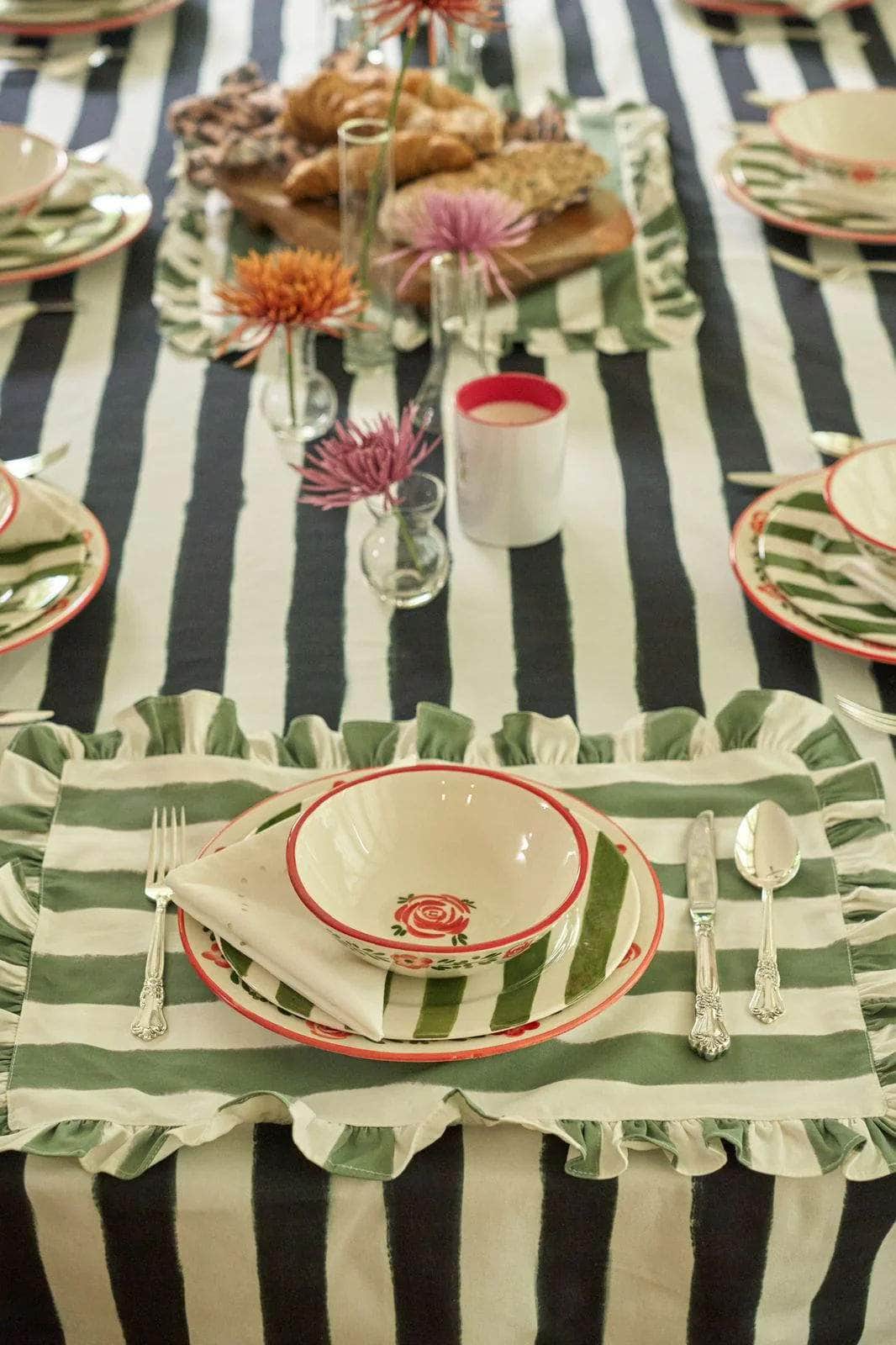 Black Striped Fabric Placemat - Between Us