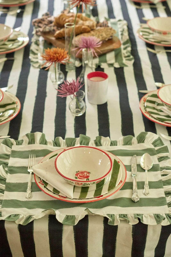 Black Striped Fabric Placemat - Between Us