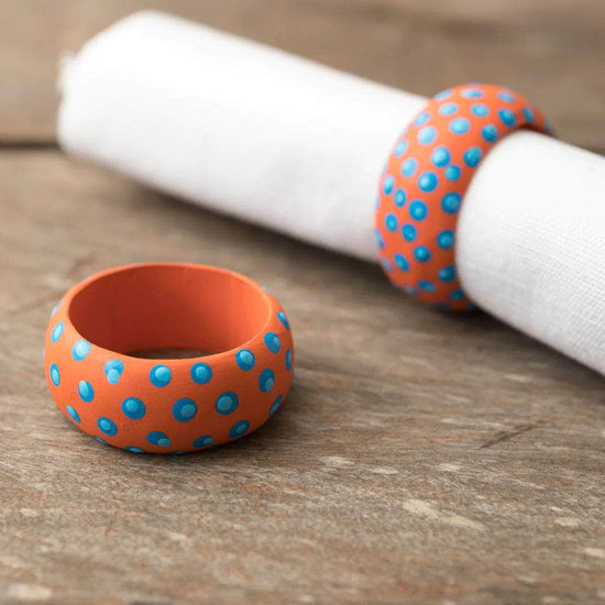 Wooden Dots Napkin Holder - Orange