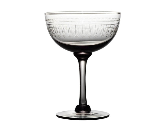 Smoky Crystal Champagne Saucers with ovals design