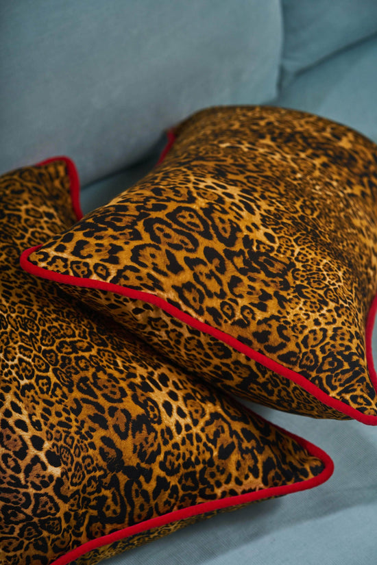 Feline Fine Leopard Print Ruffle Detail Cushion | Rectangle