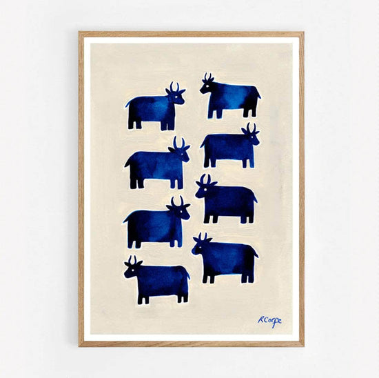 A1 - 'Moo' Blue Cow Print