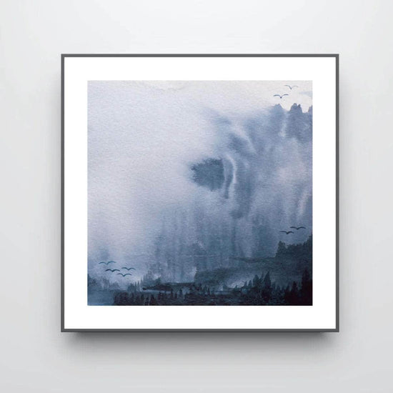Ethereal Blue Abstract Landscape Art Print