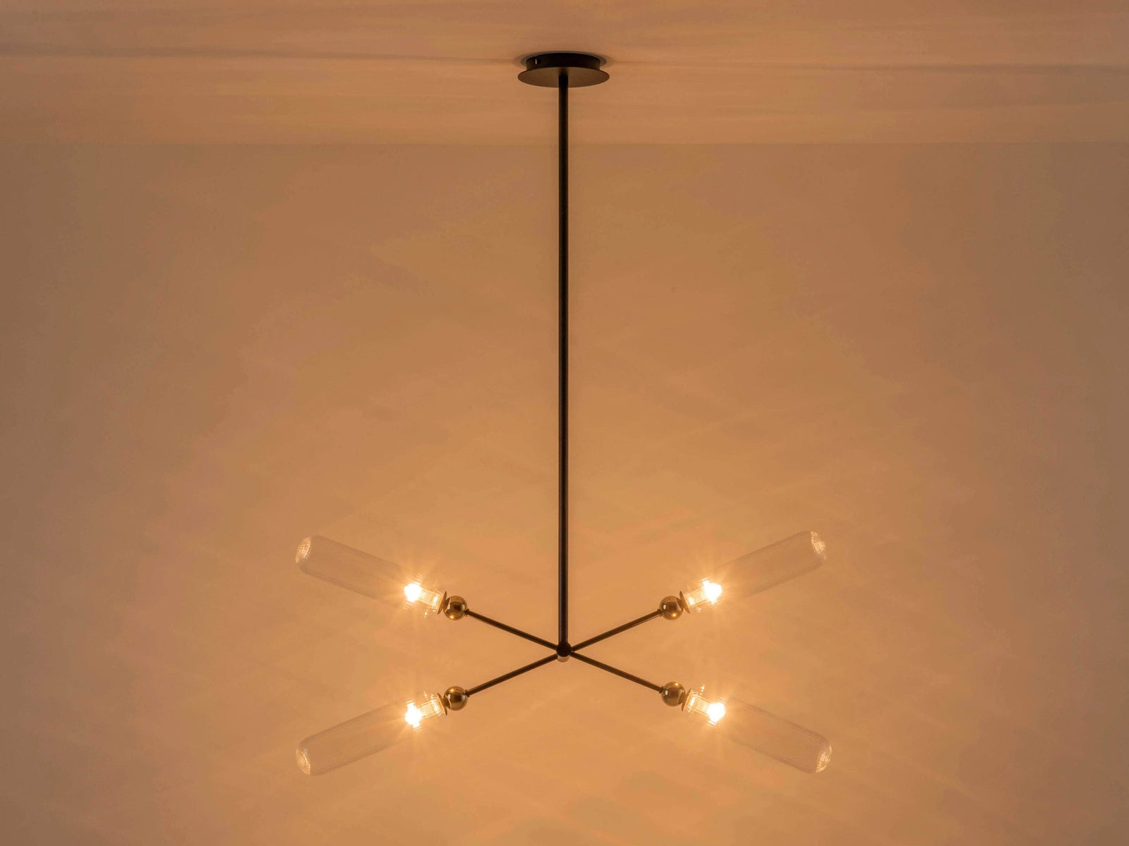 Charcoal grey ribbed glass ceiling light
