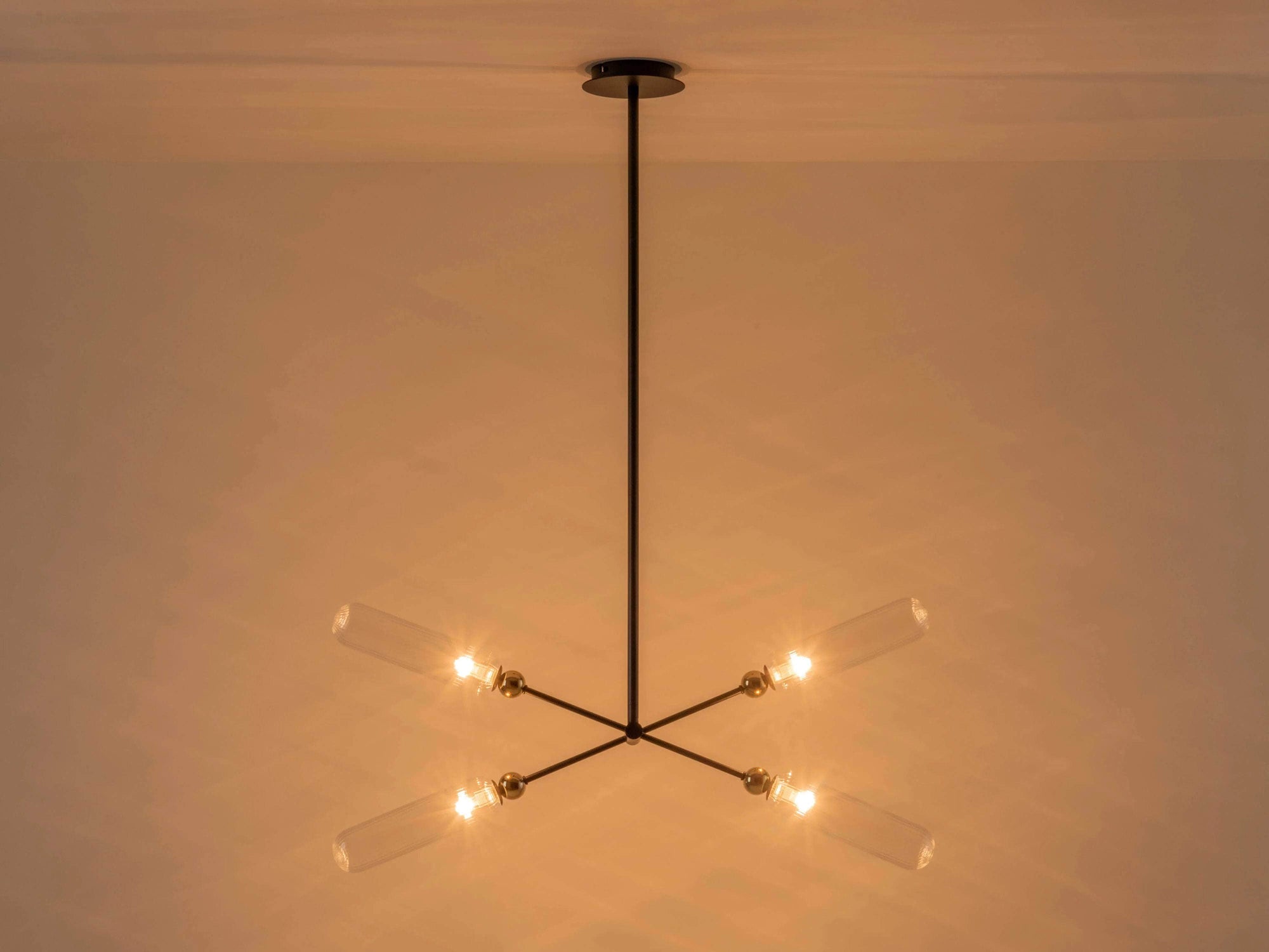 Charcoal grey ribbed glass ceiling light